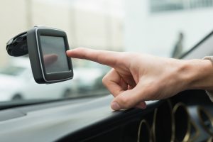 Man using satellite navigation system
